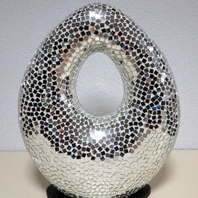 Stolná lampa ART OVAL, zrkadlová, ručná práca, 50 cm