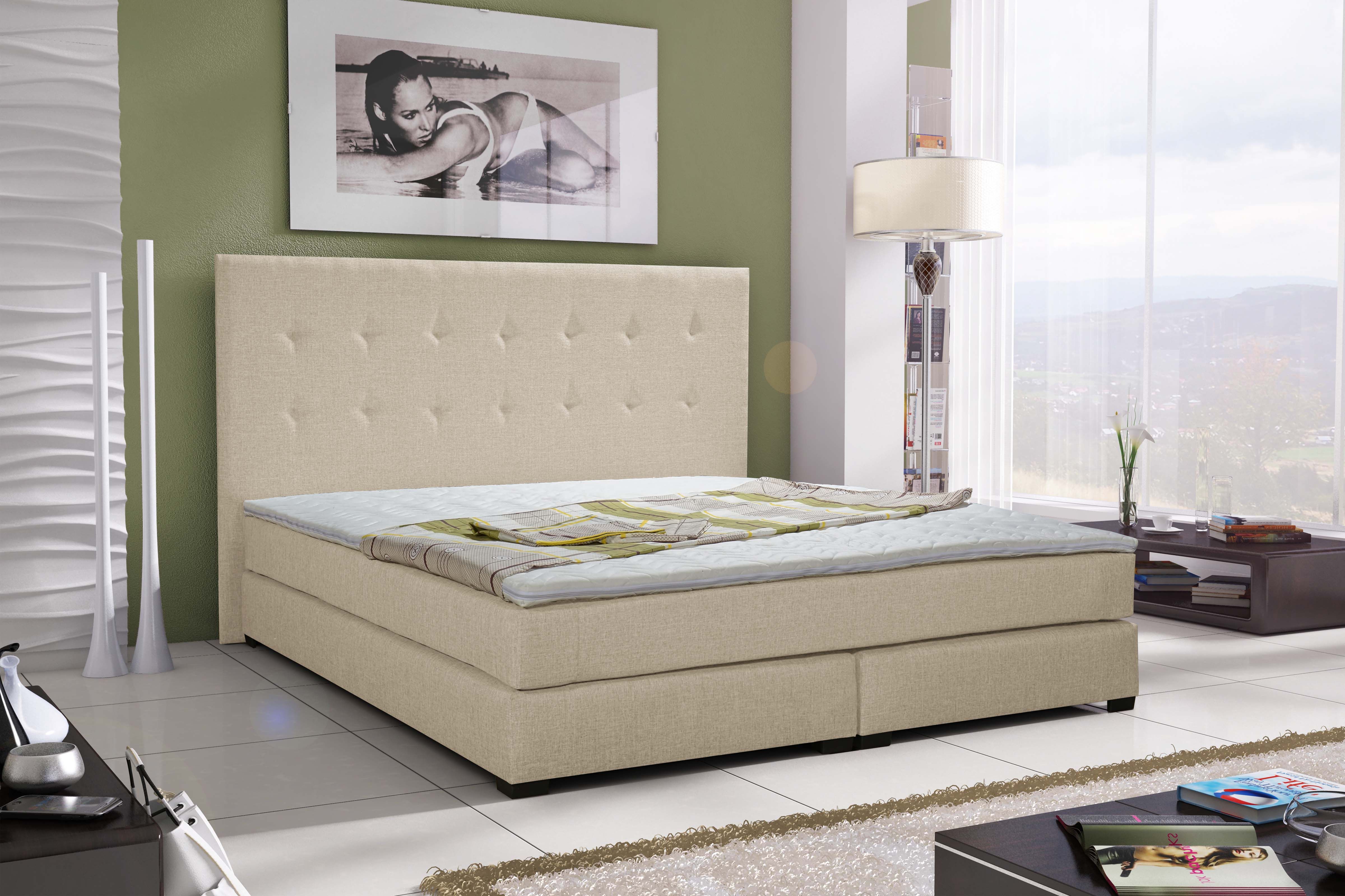 Manželská posteľ Boxspring 140 cm Caserta (biela) (s matracmi)