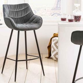 LuxD Dizajnová barová stolička Kiara sivý zamat