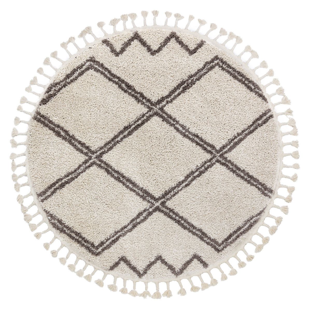 Dywany Łuszczów Kusový koberec Berber Asila cream and brown kruh - 120x120 (priemer) kruh cm