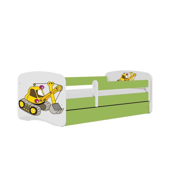 Letoss Detská posteľ BABY DREAMS 160/80 - Bager Zelená S matracom S uložným priestorom