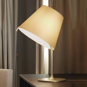 Artemide Melampo stolná lampa, bronz ecru, Obývacia izba / jedáleň, hliník, zamak, hodvábny satén, plast, E27, 57W, K: 84cm