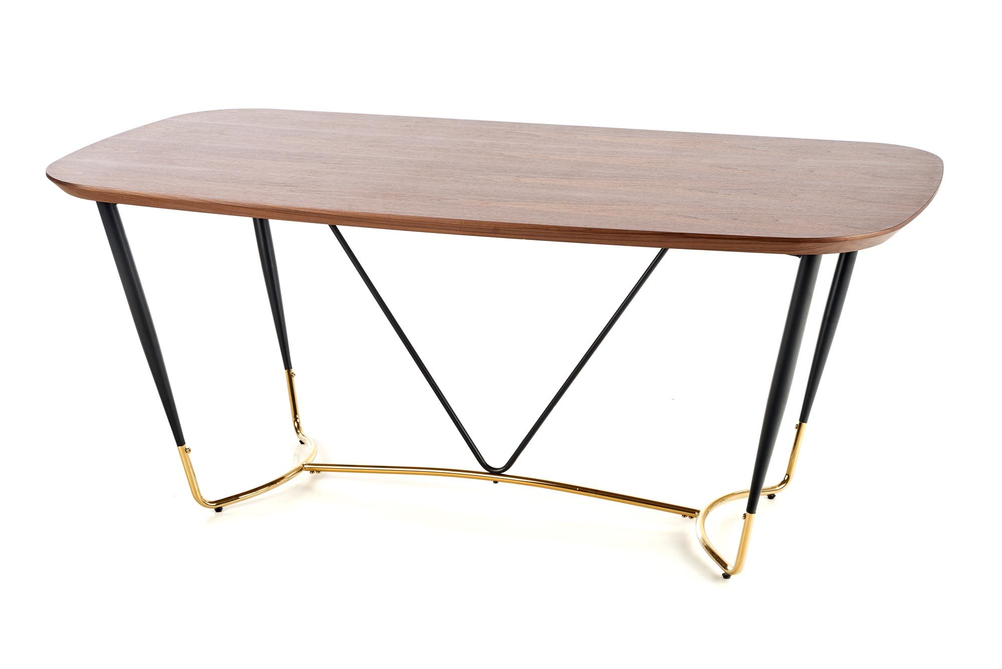 Halmar MANCHESTER stôl, doska - orech, nohy - čierna / zlatá