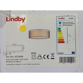 Lindby - Stropné svietidlo NICA 3xE27/60W/230V