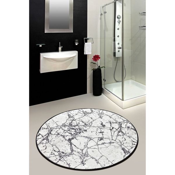 Čierno-biela kúpeľňová predložka Foutastic Marble Circle, ø 100 cm