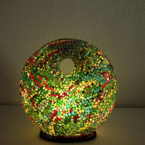 Stolná lampa DONAT zelená, 36 cm, mozaika, ručná práca,