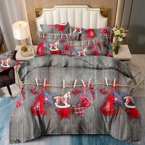 DomTextilu Nádherné sivé vianočné posteľné obliečky s motívom hand made 3 časti: 1ks 200x220 + 2ks 70 cmx80 Sivá 180x220 cm 46880-218377