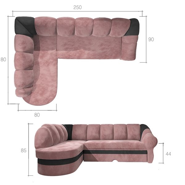 Rohová sedačka s rozkladom a úložným priestorom Belluno P - čierna (Sawana 14) / biela (Soft 17)