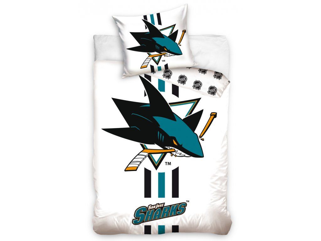 HOKEJOVÉ OBLIEČKY NHL SAN JOSE SHARKS WHITE  140x200/70x90 cm