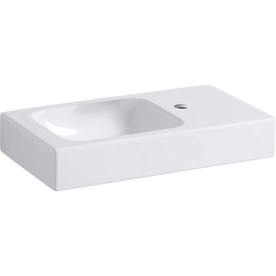 Geberit iCon xs - Umývadlo, 530 mm x 310 mm, biele - jednootvorové umývadlo, pravé 124053000