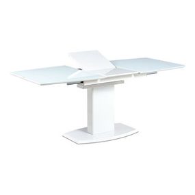 Autronic Jedálenský stôl 140+40x80 cm, biele sklo + biela MDF AT-4012 WT