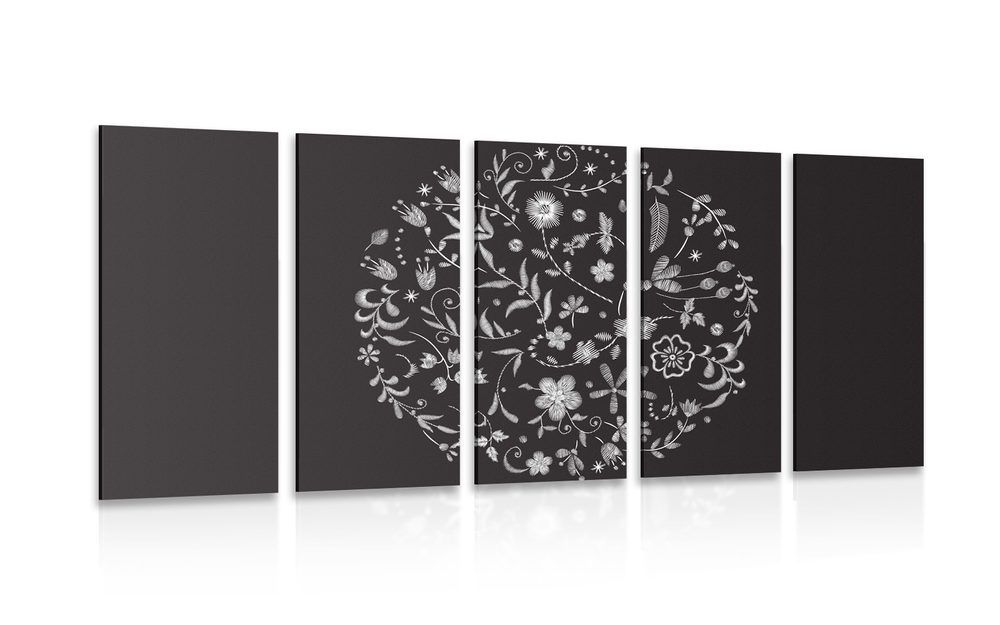 5-dielny obraz kvety s ľudovým motívom - 100x50