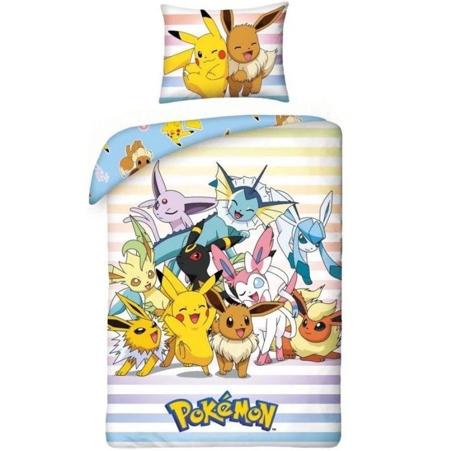 Halantex · Bavlnené posteľné obliečky Pokémoni - motív Pikachu a Eevee - 100% bavlna - 70 x 90 cm + 140 x 200 cm