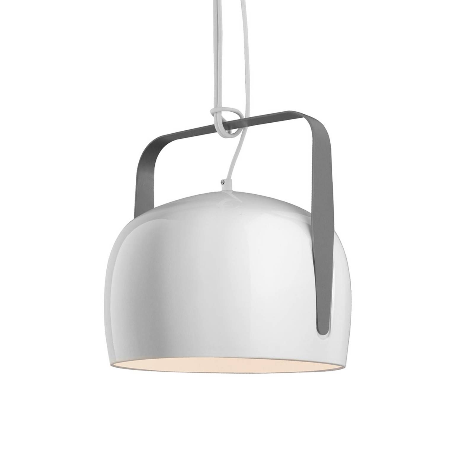 Karman Bag biela závesná lampa Ø 21 cm, hladká, Obývacia izba / jedáleň, keramika, kov, E27, 53W, K: 20cm