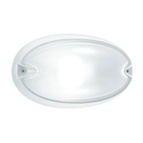 Performance in Lighting Oválne vonkajšie nástenné svietidlo Chip biele, plast, sklo, E27, 21W, P: 26 cm, K: 15.7cm