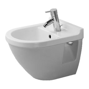 Duravit Starck 3 - Závesný bidet Compact, 1 otvor pre armatúru prepichnutý, 360 x 475 mm, biely 2231150000