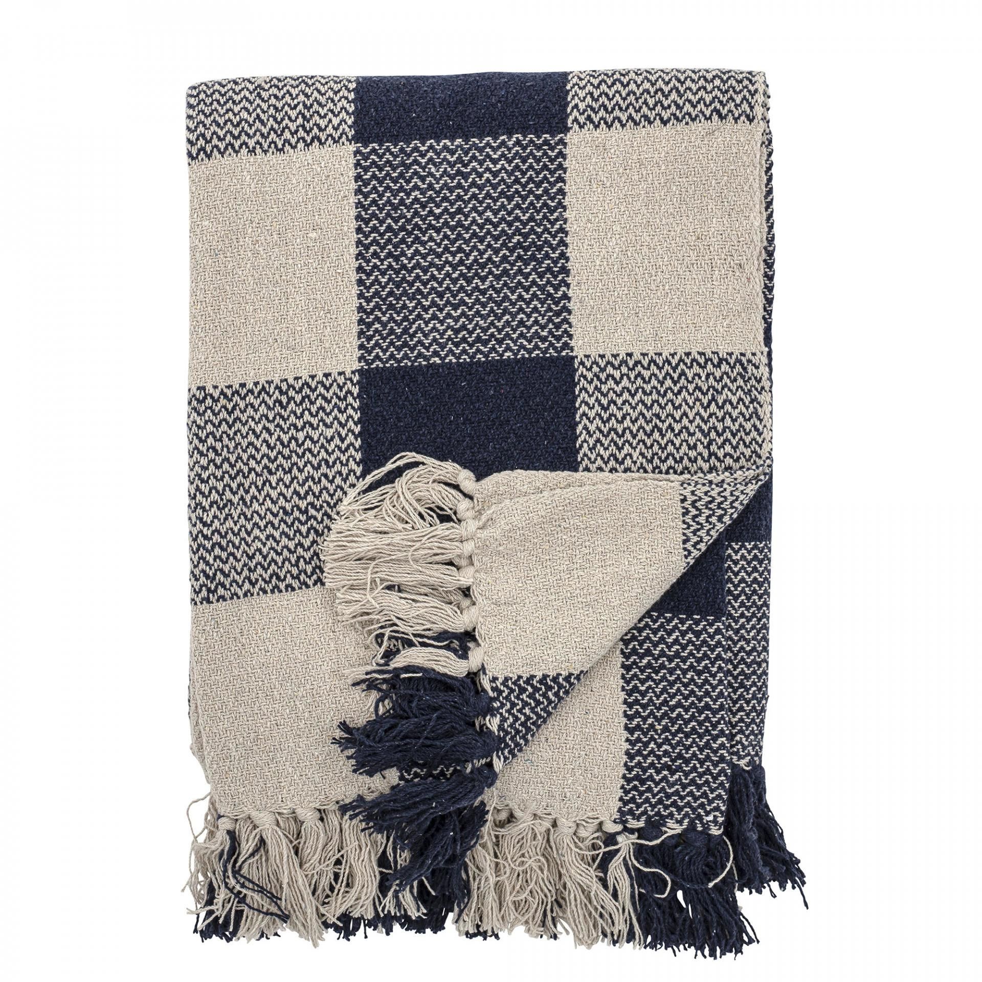 Bloomingville Bavlnený prehoz Blue Recycled Cotton 150×125 cm