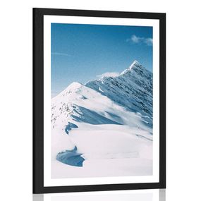 Plagát s paspartou zasnežené pohorie - 40x60 black