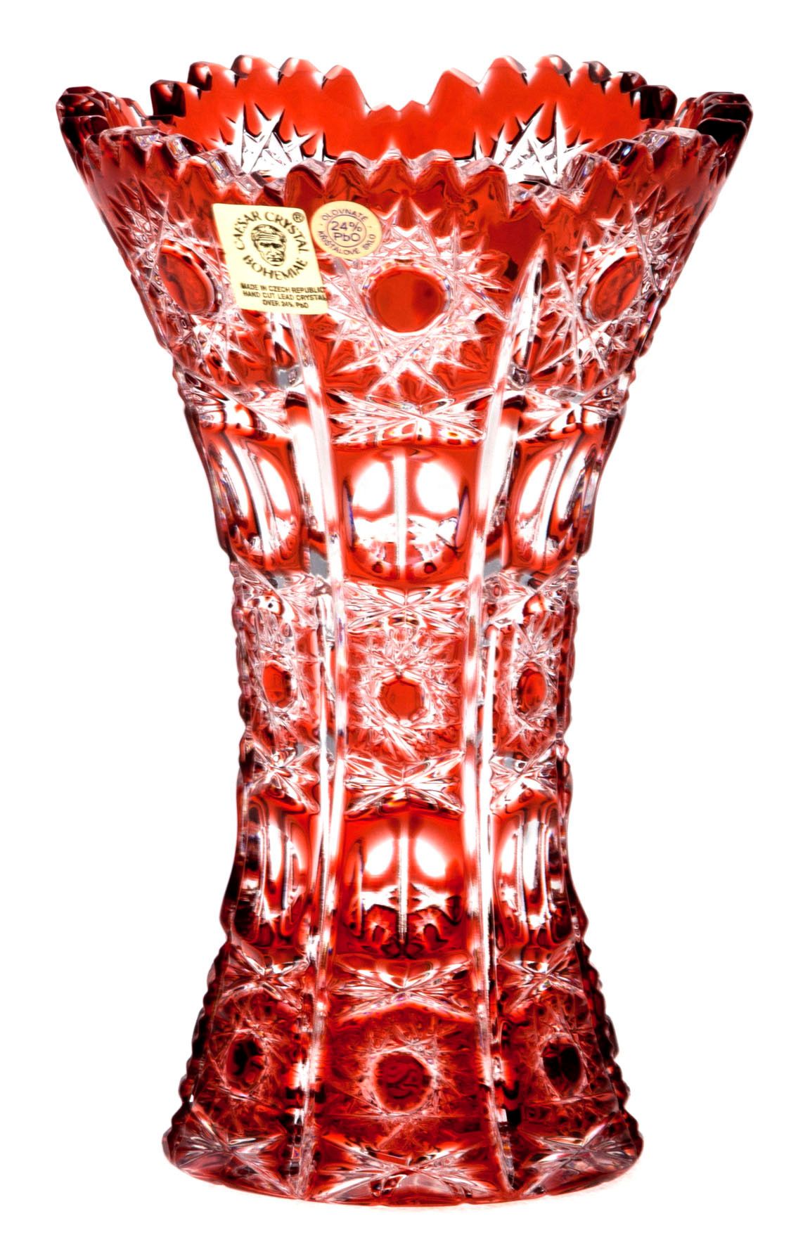 Krištáľová váza Petra, farba rubínová, výška 155 mm