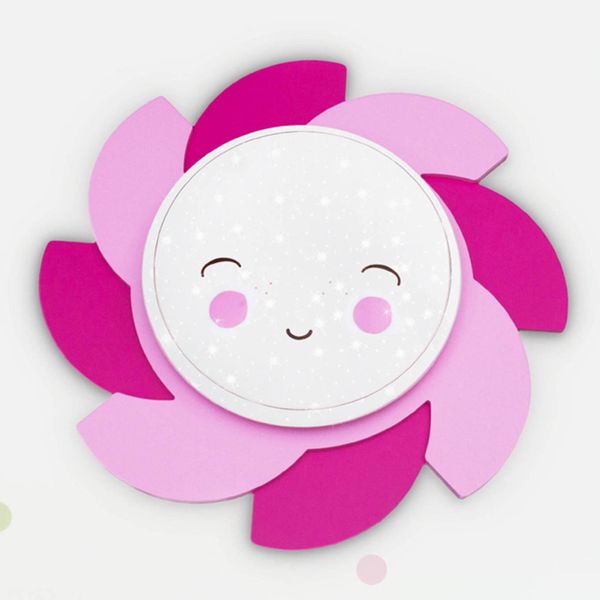 Elobra Nástenné LED Slnko Starlight Smile ružové, Detská izba, drevo, plast, 14W, Energialuokka: F