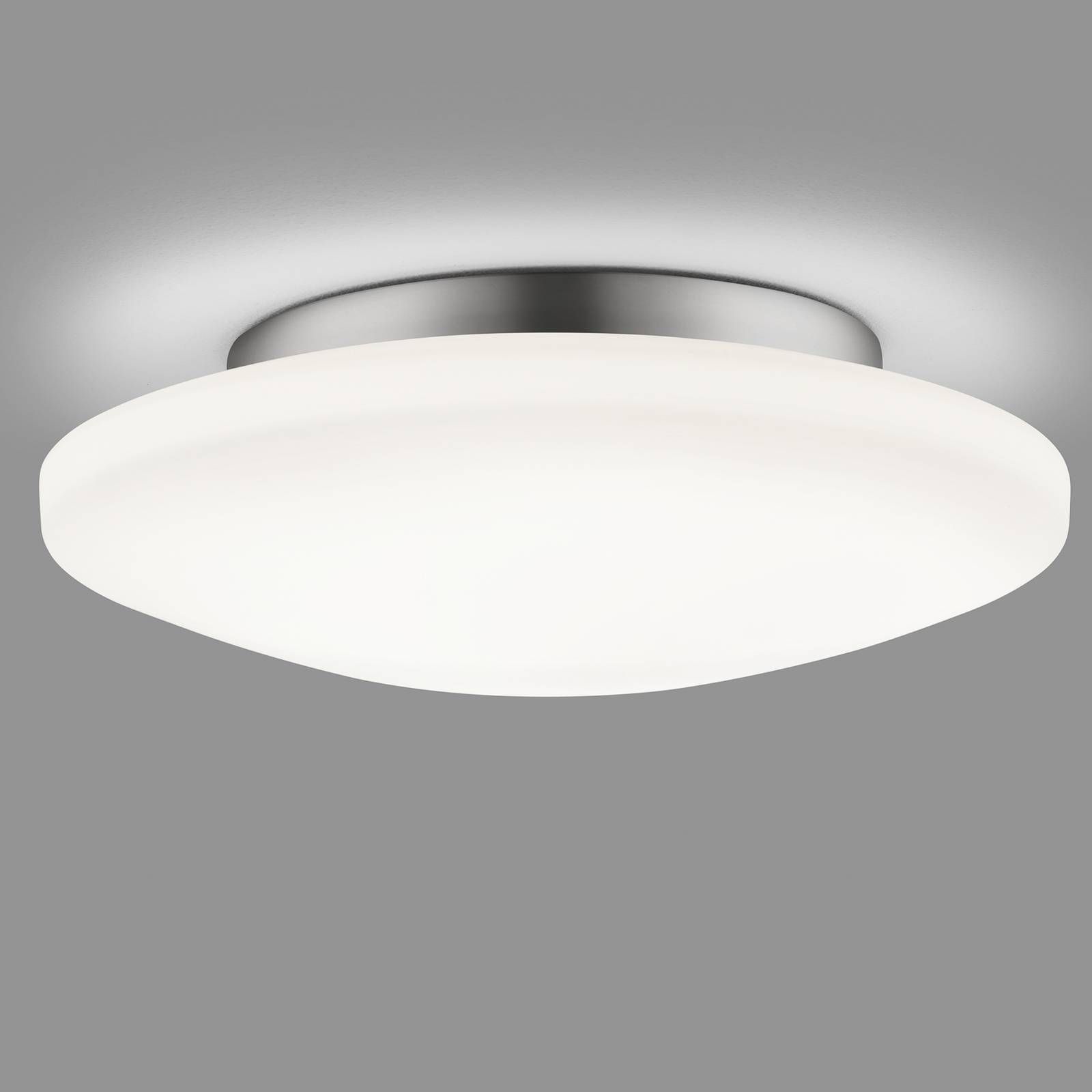 Helestra Kymo stropné LED svietidlo, IP44, Ø 36 cm, Kúpeľňa, oceľ, satinované opálové sklo, 21W, K: 10.5cm