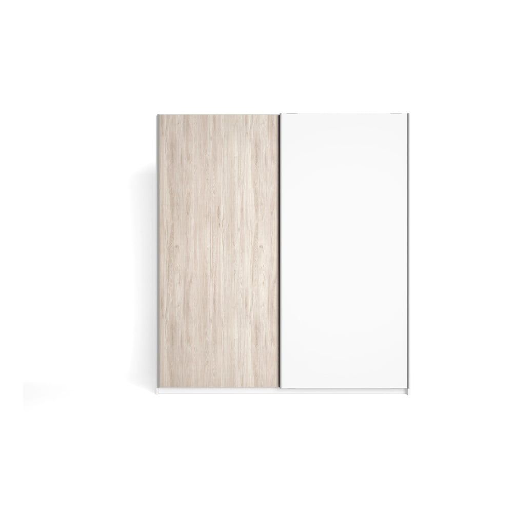 Biela šatníková skriňa v dekore duba s posuvnými dverami 182x200 cm Sahara - Marckeric