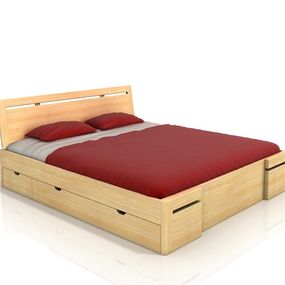 Manželská posteľ 160 cm Naturlig Bokeskogen High Drawers (borovica) (s roštom)