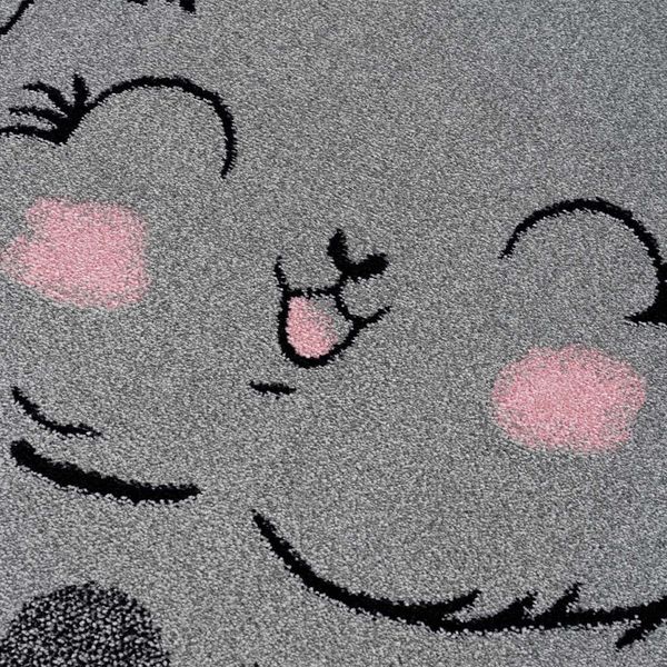DomTextilu Detský sivý okrúhly koberec usmievavý zajko 41675-196868