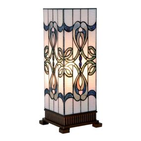 Clayre&Eef Ornamentálne navrhnutá stolná lampa Brenda, Obývacia izba / jedáleň, sklo, polyrezín, E27, 40W, P: 18 cm, L: 18 cm