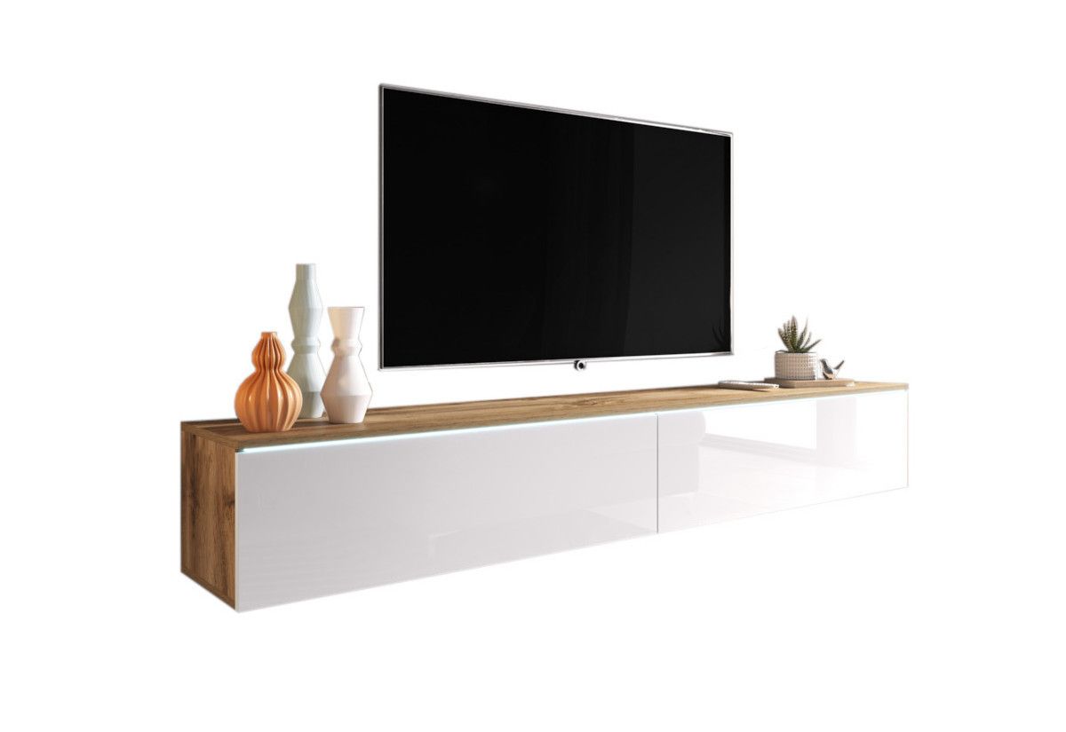 Expedo TV stolík MENDES D 180, 180x30x32, dub wotan/biela lesk