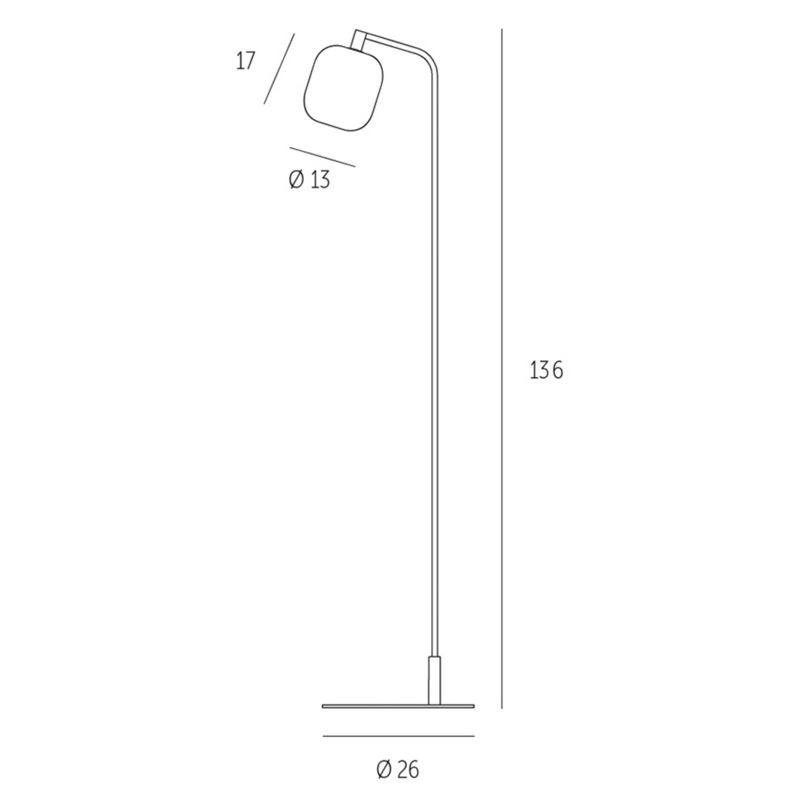 Casablanca Bagan stojaca lampa sklo opálová biela, Obývacia izba / jedáleň, sklo, železo, E27, 60W, K: 136cm