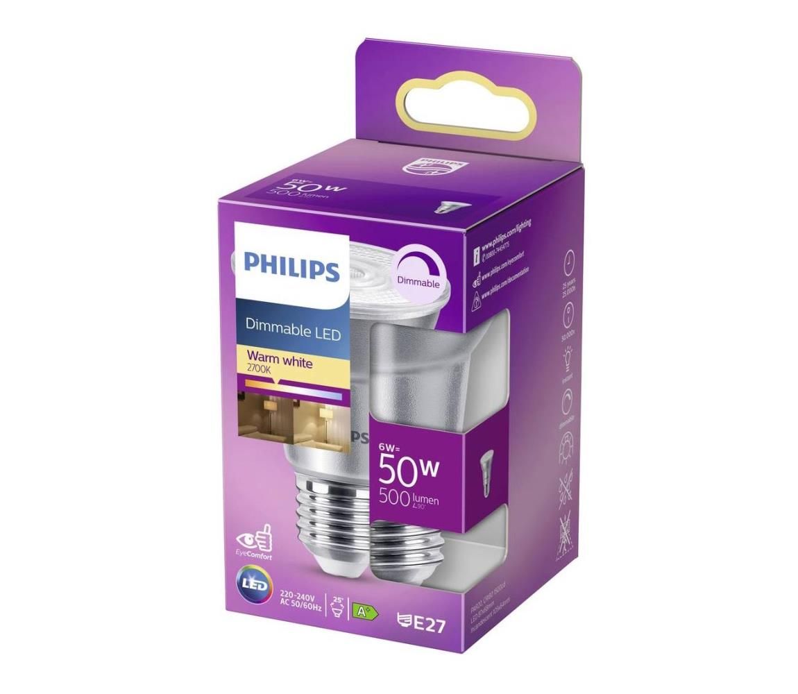 LED Stmievateľná žiarovka Philips E27/6W/230V 2700K