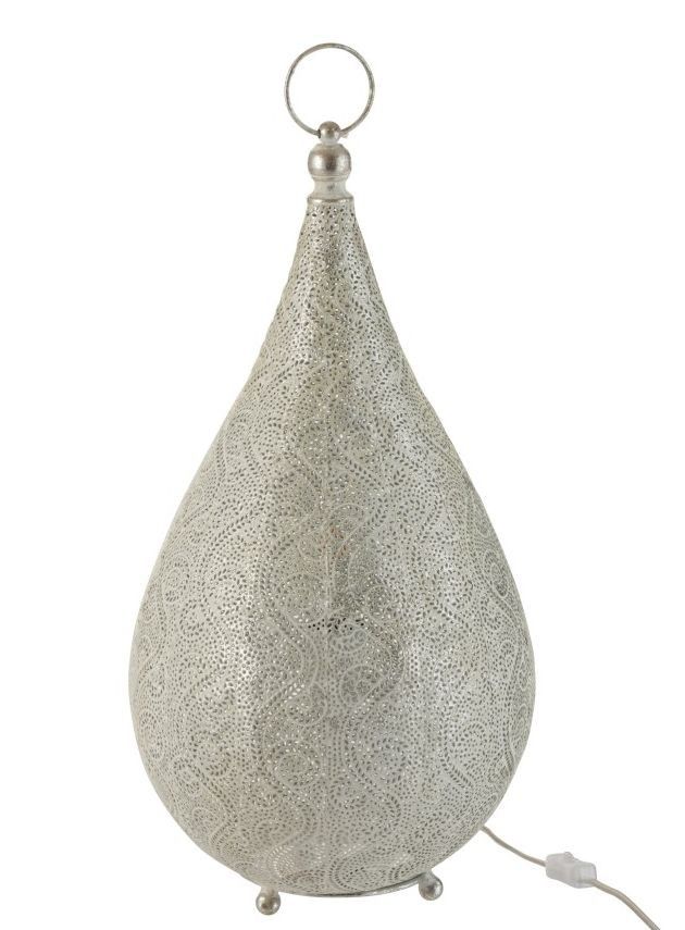 Biela kovová stolná lampička Oriental drop- Ø 31 * 60 cm