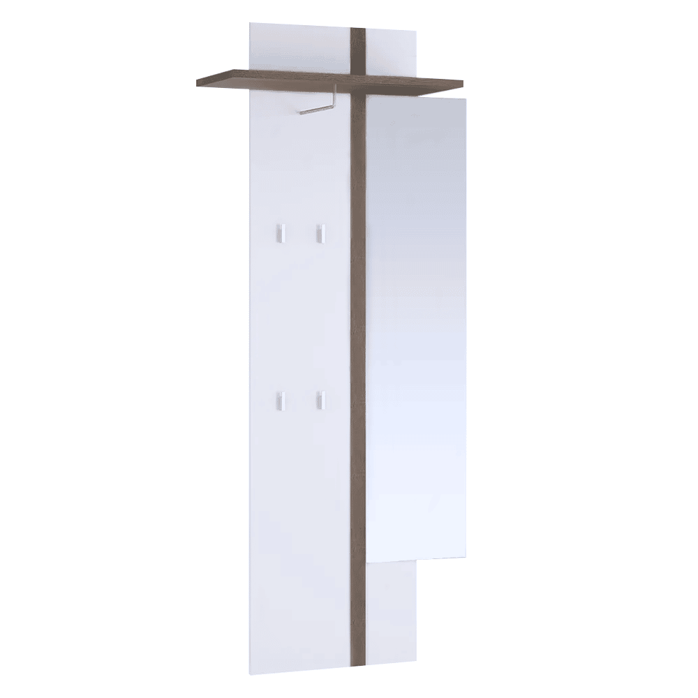 Kondela Vešiakový panel so zrkadlom, biela, LYNATET TYP 115