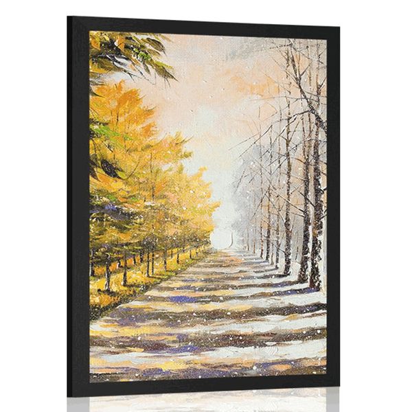 Plagát jesenná alej stromov - 20x30 white