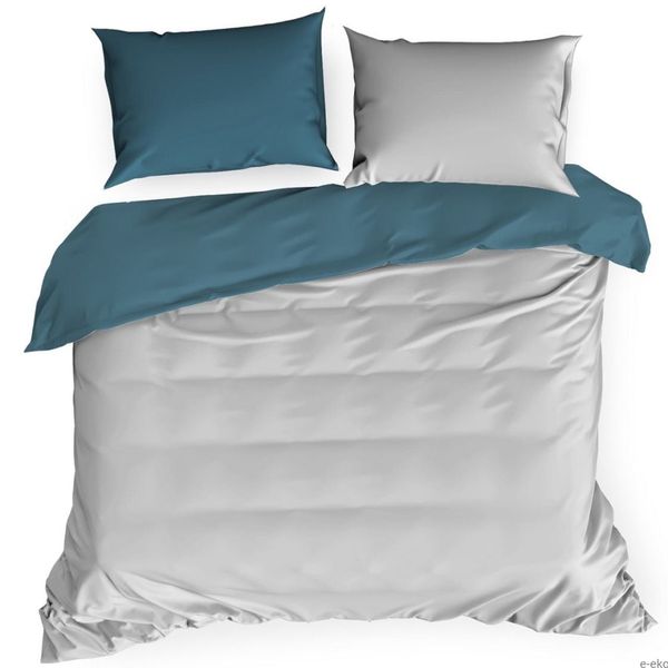 DomTextilu Luxusné sivo tyrkysové posteľné obliečky bavlnený satén 3 časti: 1ks 160 cmx200 + 2ks 70 cmx80 Tyrkysová 42122-197619