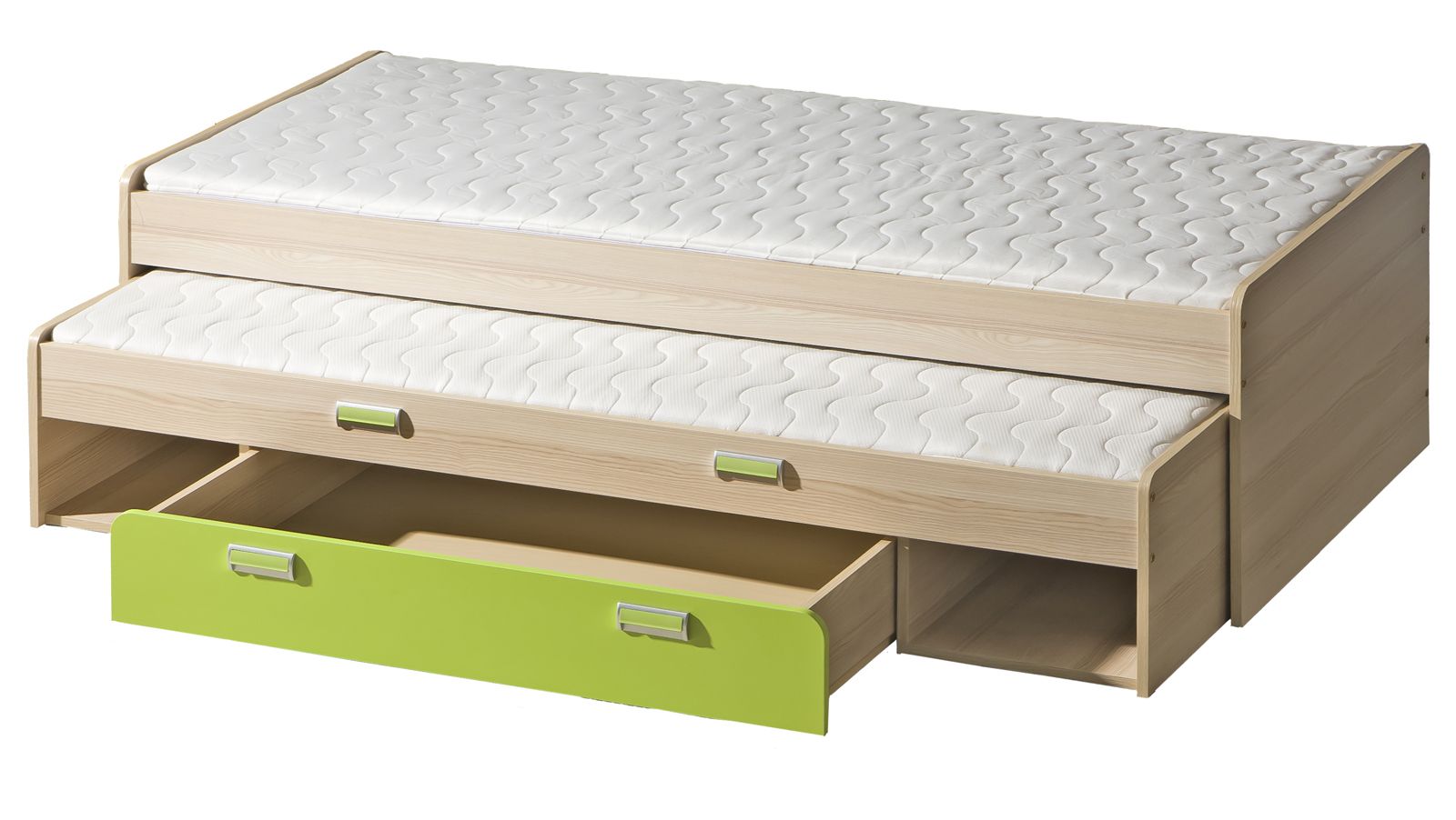 Rozkladacia posteľ 80 cm Echo L16 zelená (s dvomi matracmi a roštami)
