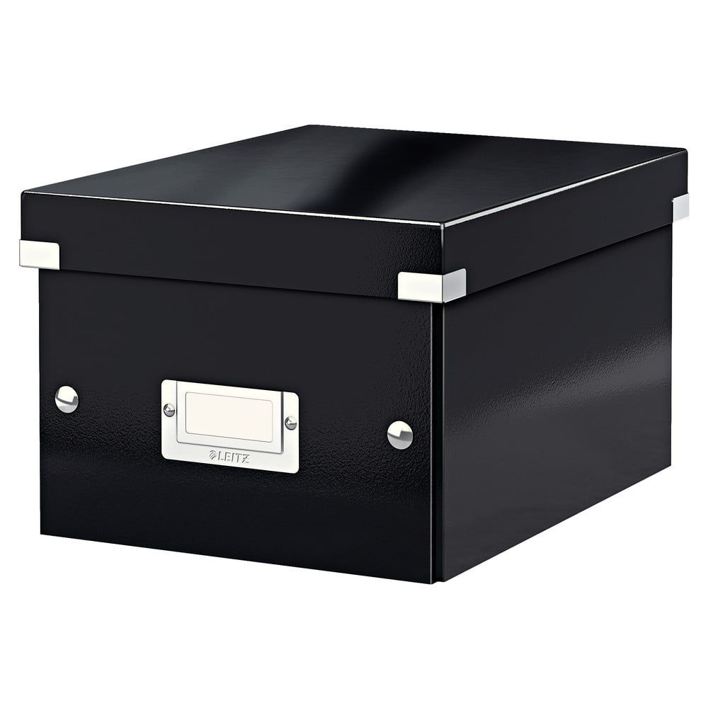 Čierny kartónový úložný box s vekom 22x28x16 cm Click&Store – Leitz
