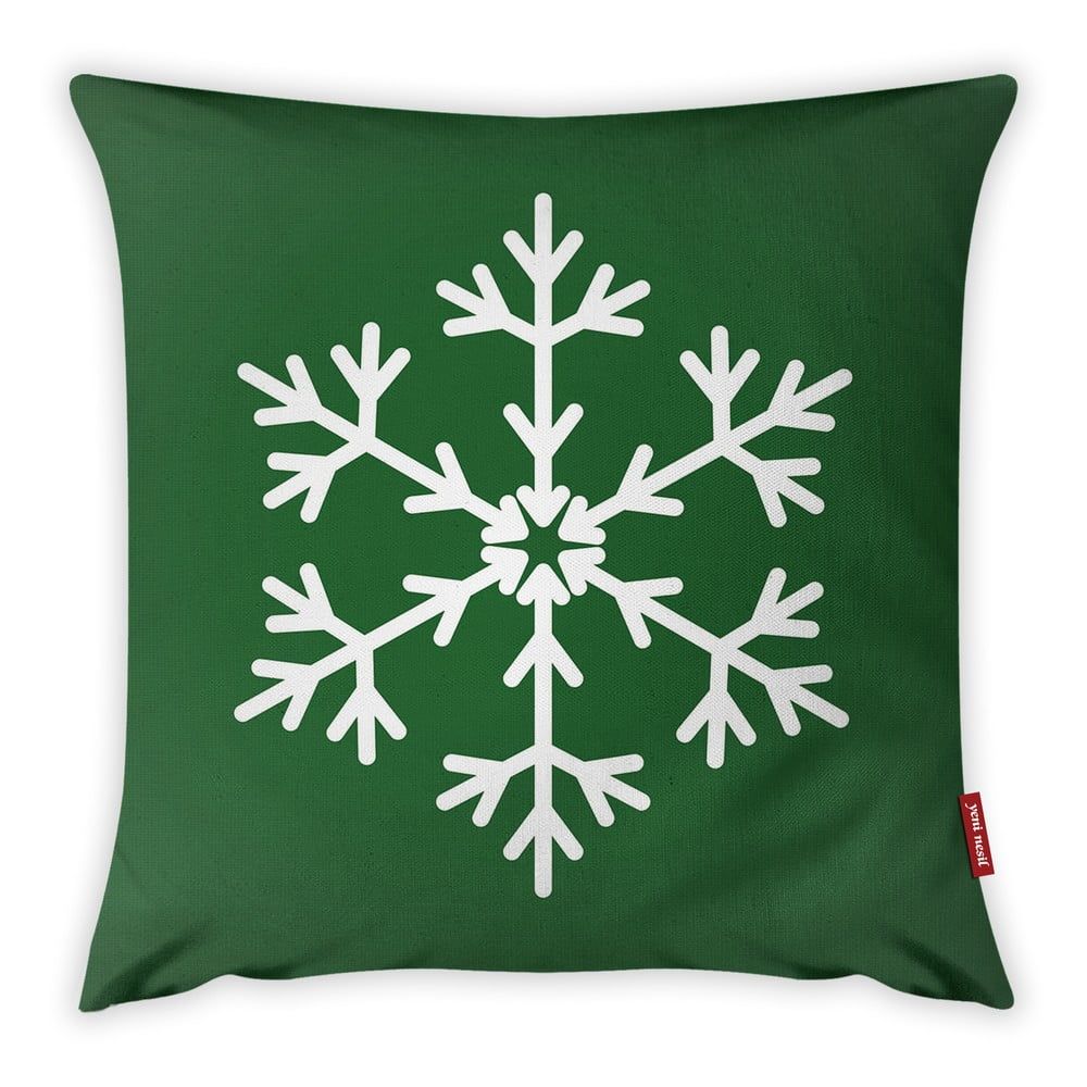 Obliečka na vankúš Vitaus Christmas Period Green Simple Snowflake, 43 x 43 cm