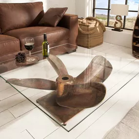 LuxD Dizajnový konferenčný stolík Propeller, 85 cm, antik medený