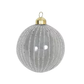 Sklenená vianočná guľa ALOISO grey, 8 cm