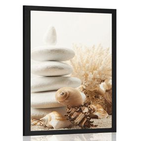 Plagát Zen kamene s mušľami - 40x60 black