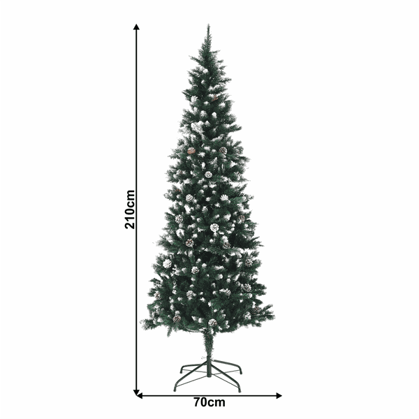 Vianočný stromček so šiškami, posnežený, 210cm, CHRISTMAS TYP 2