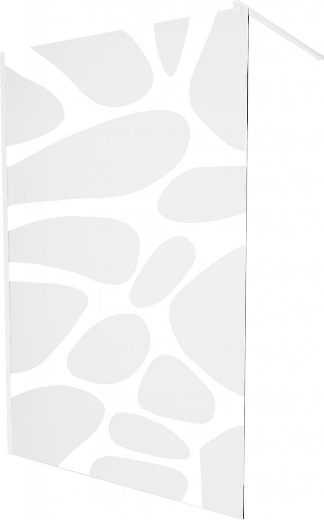 MEXEN/S - KIOTO Sprchová zástena WALK-IN 80 x 200 cm, transparent/biely vzor 8 mm, biela 800-080-101-20-97