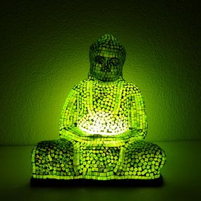 Stolná lampa BUDHA, zelená, 40 cm, ručná práca, mozaika