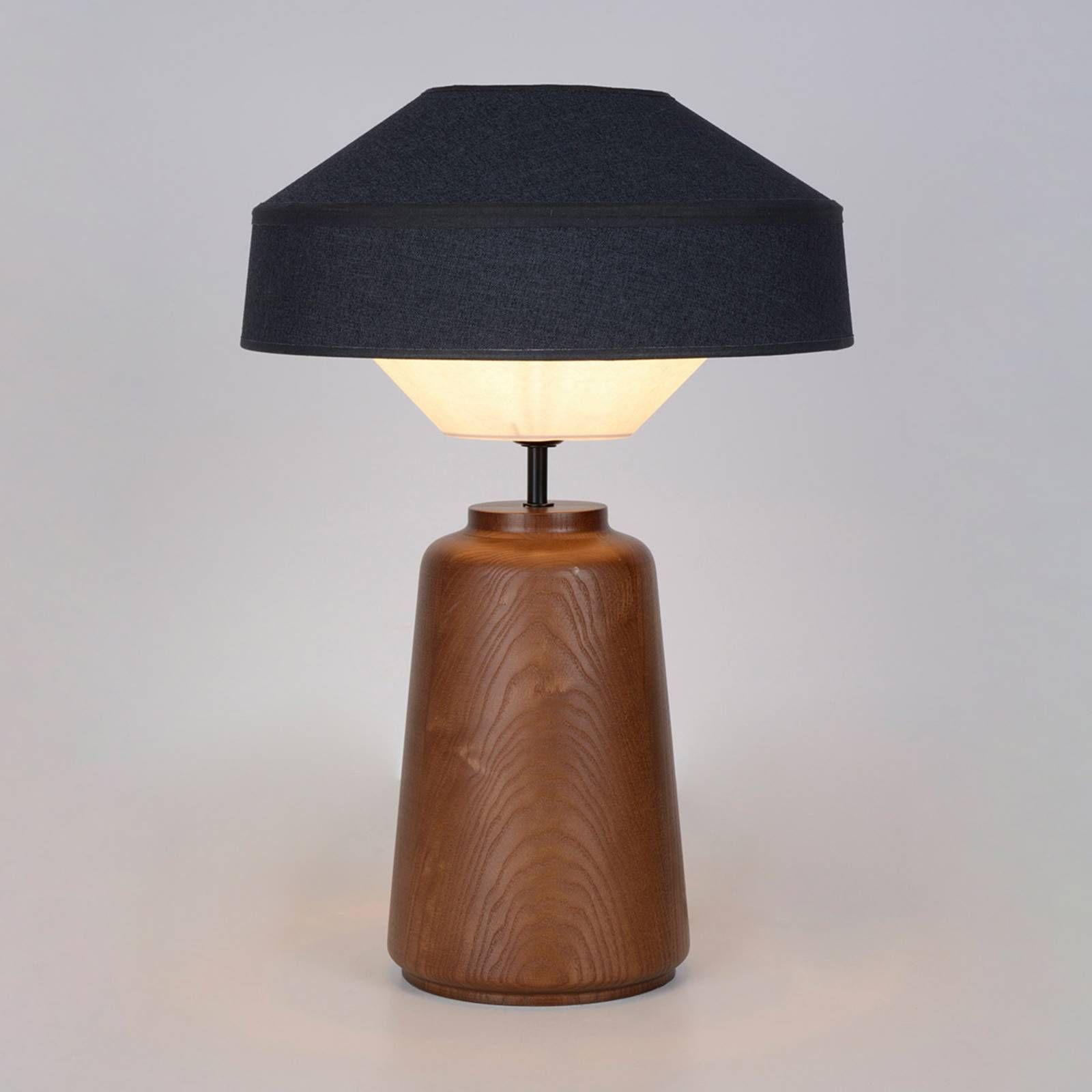 MARKET SET Mokuzai stolová lampa suna, výška 55 cm, Obývacia izba / jedáleň, drevo, žakárová látka, papier murano, E27, 60W, K: 55cm