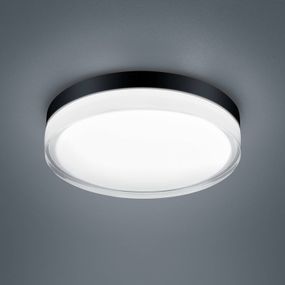 Helestra Tana stropné LED svietidlo čierna Ø 28 cm, Obývacia izba / jedáleň, oceľ, sklo čiastočne satinované, 18W, K: 6.5cm
