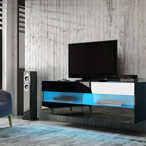 TV stolík/skrinka Rita (čierny lesk + čierna matná)