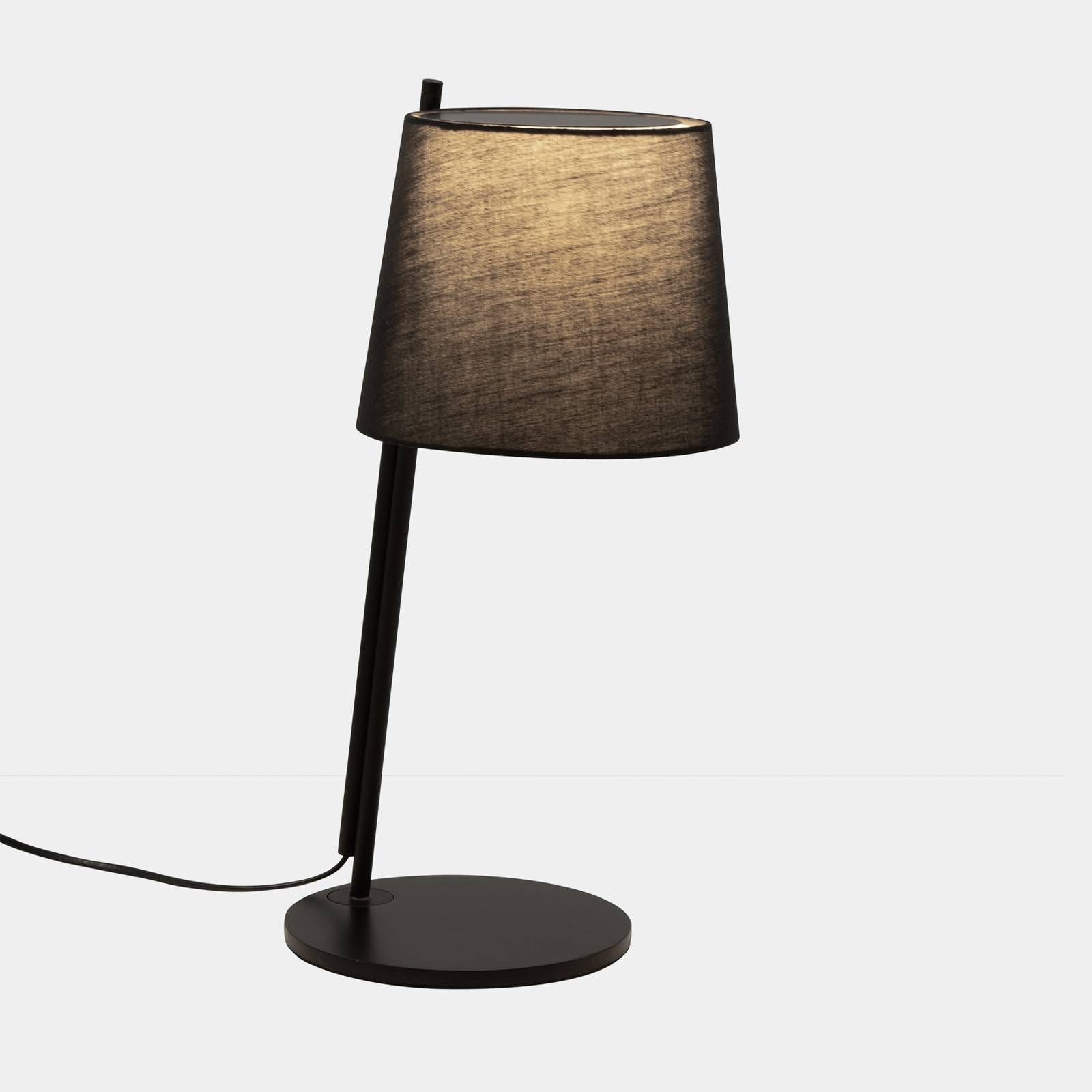 LEDS-C4 Clip stolová lampa 49 cm tienidlo čierna, Obývacia izba / jedáleň, oceľ, textil, E27, 15W, K: 49cm