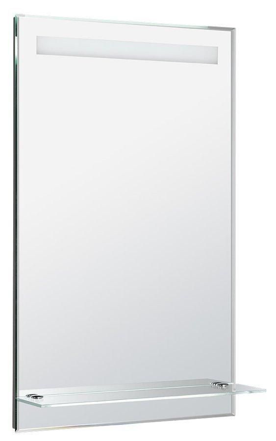 AQUALINE - Zrkadlo s LED osvetlením a policou 50x80cm, gombíkový vypínač ATH52